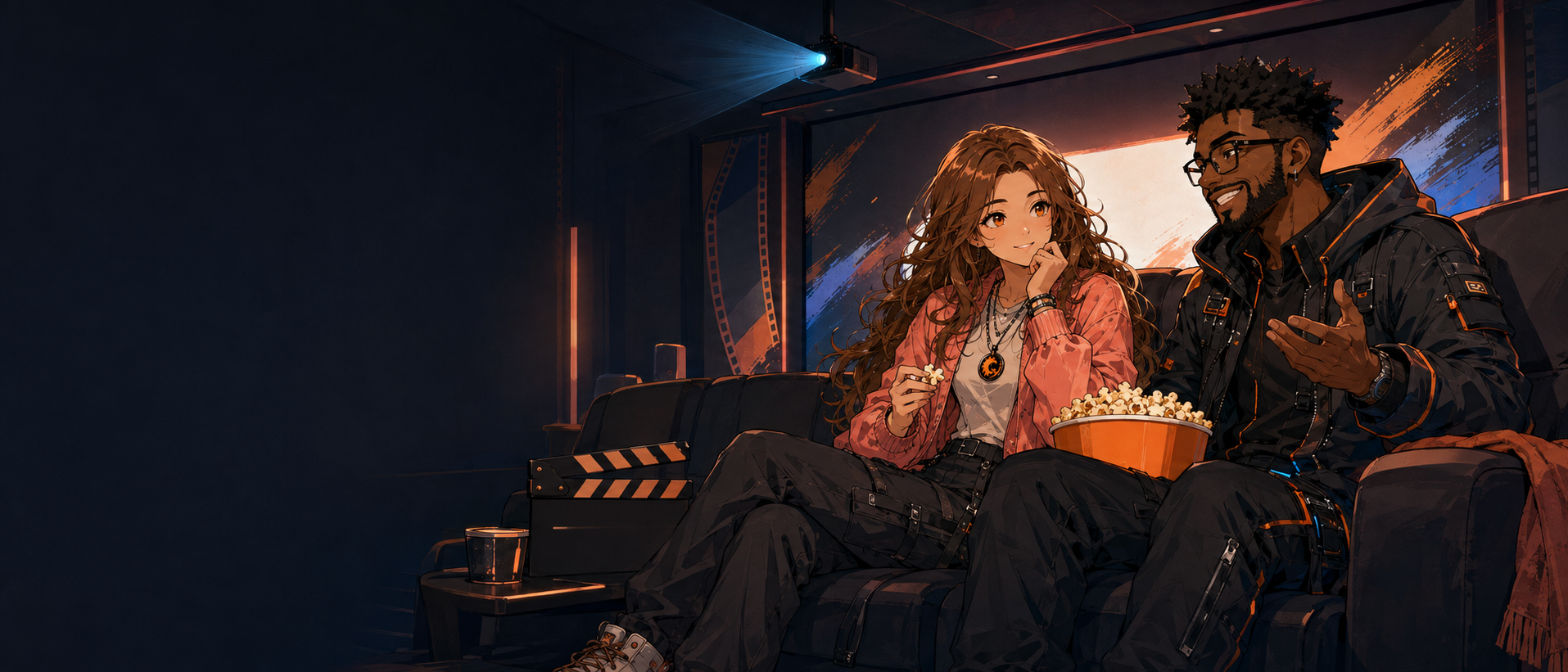 Two RogueVerse movie fans share a cinematic screening space
