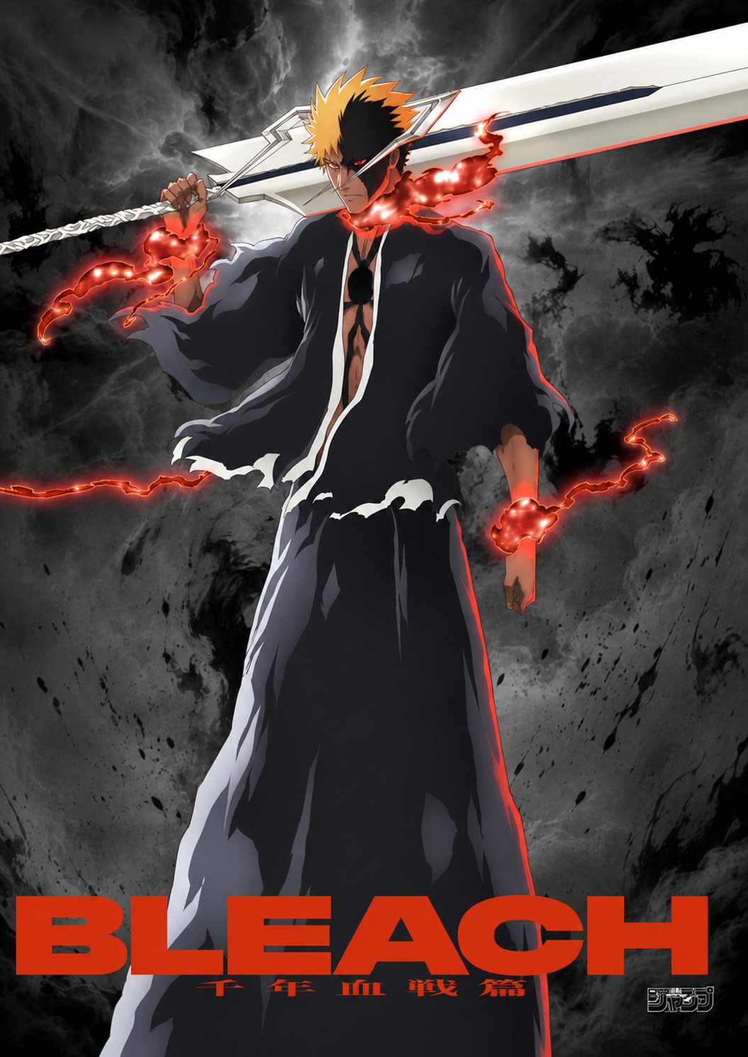 Editorial Blood Chain Ichigo visual showing Ichigo Kurosaki surrounded by glowing red chains